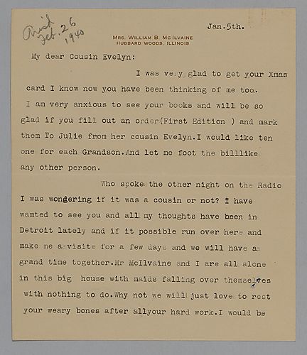 Letter from Julie McIlvaine to Evelyn Morneweck