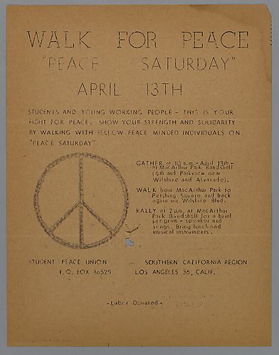"Walk For Peace 'Peace Saturday' Flyer