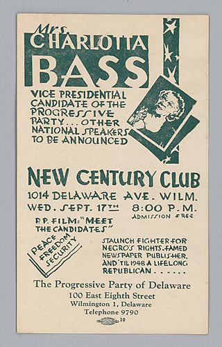 Flyer for The Progressive Party of Delaware