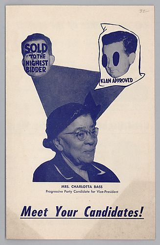Pamphlet to Elect Progressive Party Candidate Mrs. Charlotta Bass