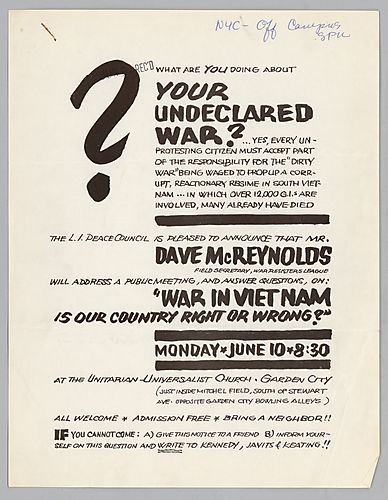 "What Are You Doing About Your Undeclared War?" Flyer and Event Details