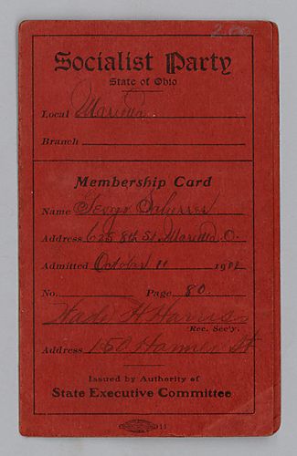 Membership Card for the Socialist Party of the State of Ohio