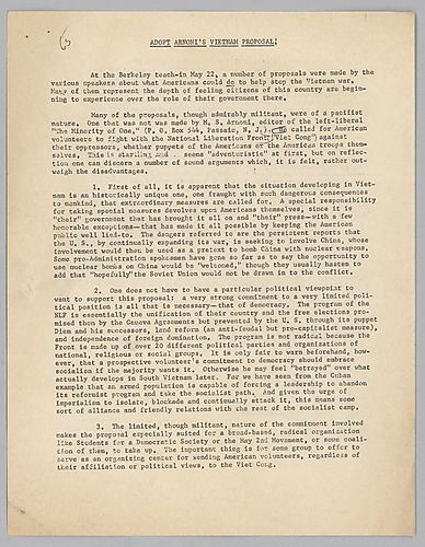 "Adopt Arnoni's Vietnam Proposal!" Propaganda Sheet