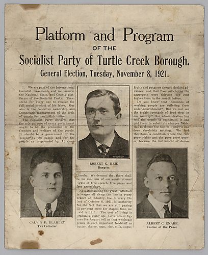 "Platform and Program of the Socialist Party of Turtle Creek Borough. General Election"