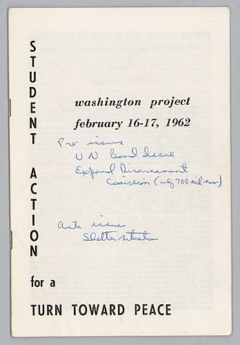 "Student Action for a Turn Toward Peace: Washington Project" Pamphlet