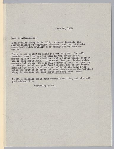 From John Tasker Howard to Evelyn Foster Morneweck