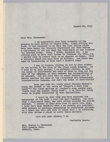 From John Tasker Howard to Evelyn Foster Morneweck