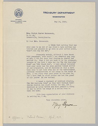 From Mary Synon to Evelyn Foster Morneweck