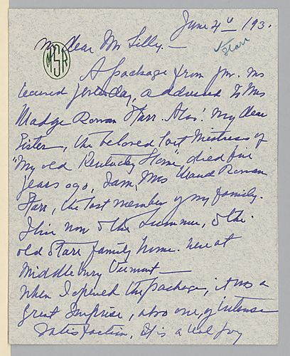 From Maude Rowan Starr to Josiah K. Lilly