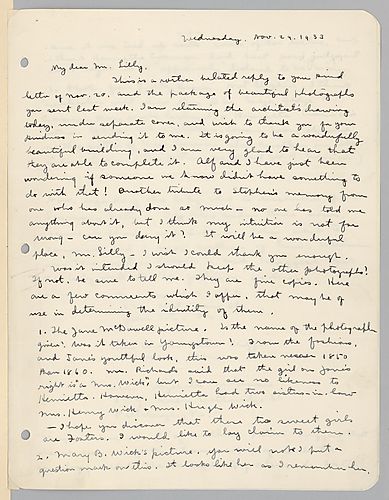 From Evelyn Foster Morneweck to Josiah K. Lilly