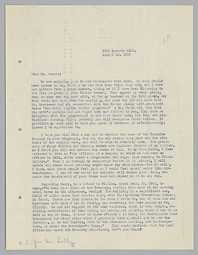 From Evelyn Foster Morneweck to John Tasker Howard