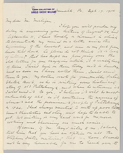 From Evelyn Foster Morneweck to Harold Vincent Milligan