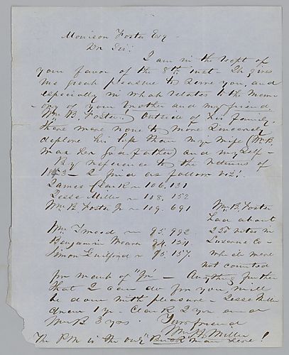 From Mr. H. Miller to Morrison Foster