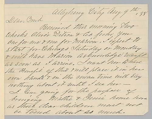 Letter from Jane (Foster) Wiley to Morrison Foster