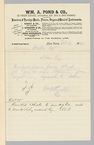 Cover letter for July 1890 royalty statement