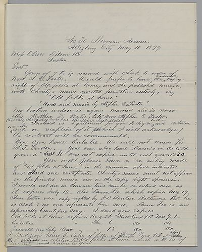 Letter/agreement from Morrison Foster to Oliver Ditson