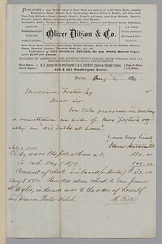 Letter from Oliver Ditson & Co. to Morrison Foster