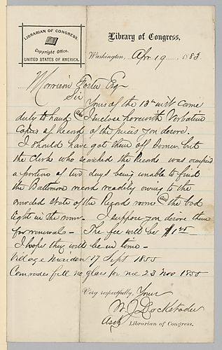 Letter from Library of Congress to Morrison Foster