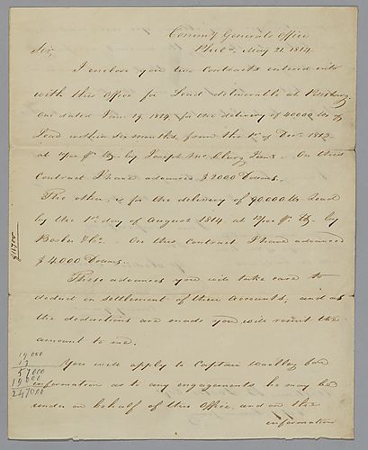 Letter from Commissary General's Office to William Foster
