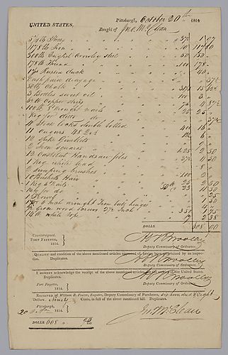 Invoice of purchases from John Mclean, signed by Captain Woolley