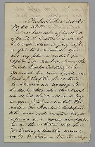 Letter from Morrison Foster to his sister
