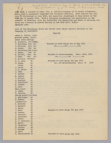 Typed soldier rosters taken from William Foster's Soldier's Agent Book; typed by Evelyn Morneweck (2 copies)