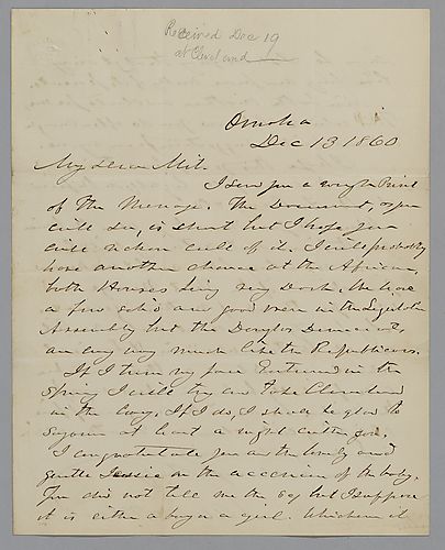 Letter from Governor Samuel Black (Nebraska) to Morrison Foster