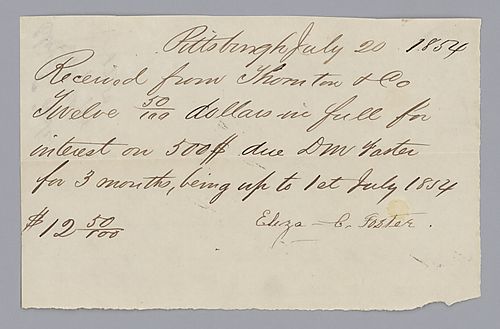 Receipt, signed by Eliza Foster