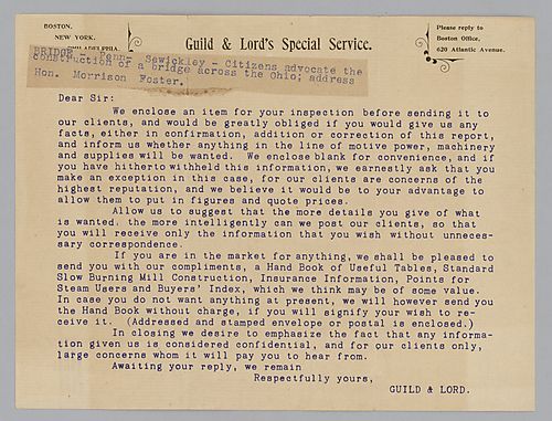 Letter from Guild and Lord to Morrison Foster
