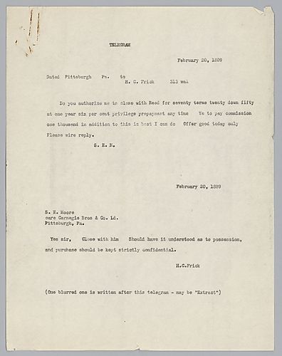 Frick approves deal. [Transcript attached above]