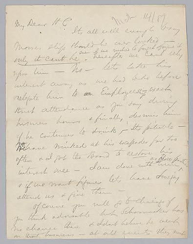Carnegie voices his displeasure over Mr. Moore's drinking problem and advises on how to handle the situation. He also refers to business in Chicago and major upcoming meeting involving Henry Phipps on April 1 and the sale of rails