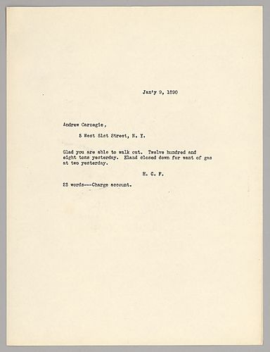 Frick writes on production and that Eland shut down because of a shortage of gas