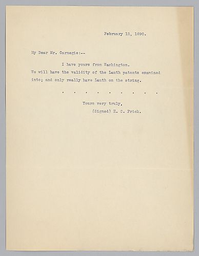 Frick writes that he will check into the Lauth patents