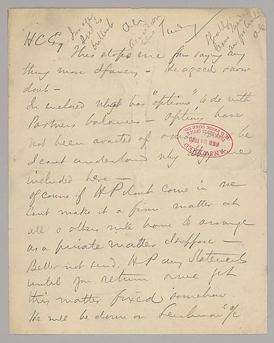 Carnegie writes on the balances of various partners and how much they owe