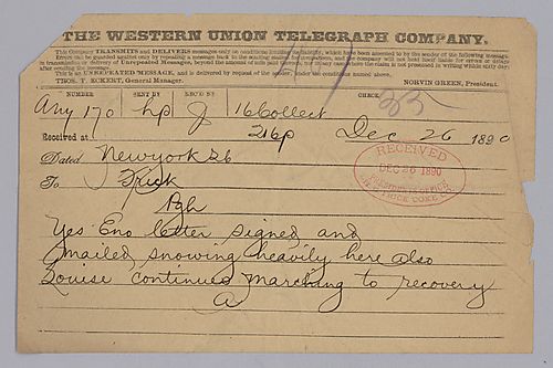 Carnegie writes from New York to say he has signed the Eno letter and that his wife is doing well