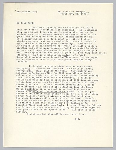 Carnegie writes that every effort should be made to sell and his disappointment with Leishman for not selling