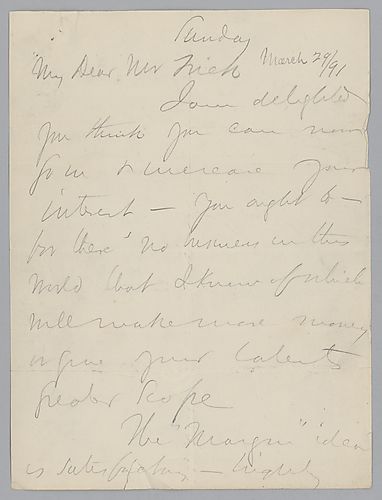 Carnegie states his delight that Frick desires to increase his interest in [Carnegie associations] and also refers to the "Margain" idea