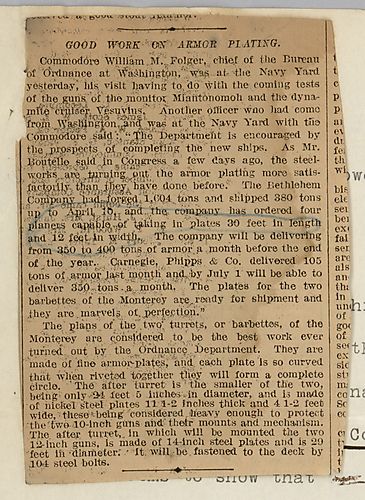 Writing from Coworth Park, Sunnidale, Berks, [England], Carnegie discusses and also advises Frick about the manufacturing of armor.[ Included with the letter is a newspaper clipping entitled, "Good Work on Armor Plating."