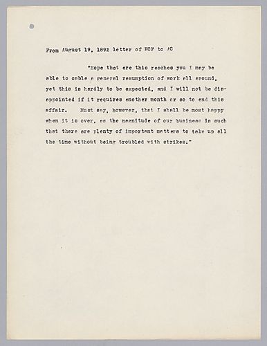 Frick writes his expectation that it will take another month before the company can resume its normal production