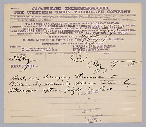 [Carnegie] writes on the "Party" causing misery to thousands through their strike and lost places