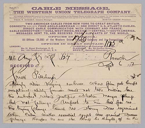 Carnegie writes from Rannoch, [Scotland] on the importance of selecting a new manager for Homestead