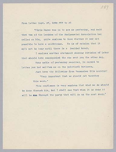Frick writes on information from Chris Magee regarding an impending break in the strike. Frick also affirms his goal to act in any way that will be most beneficial to the company