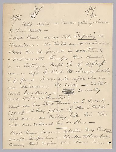 Carnegie writes on the mill situation at Homestead and on the wage and billet situation at Edgar Thomson