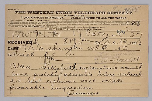 Carnegie writes from Washington D.C. to tell Frick that he awaits his arrival