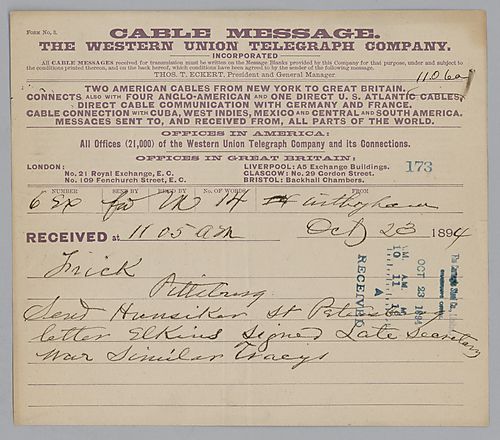 Carnegie writes from Withyham, [England] that he has sent letters to various government leaders