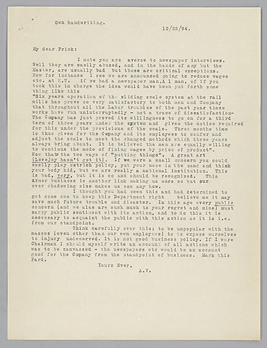 Carnegie writes on getting positive things in the press to counteract the fact that the company is reducing wages