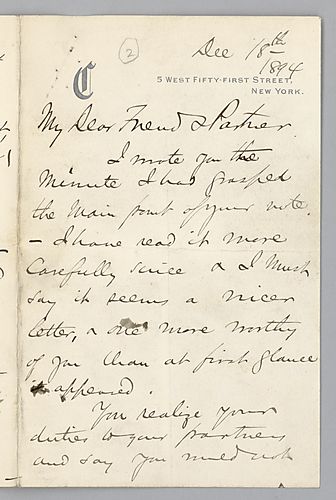 Carnegie writes from New York, [N.Y.] to give a kinder response to Frick's resignation by urging Frick to wait and see how the partners would feel about his retirement