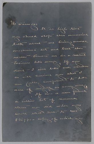 Frick writes to say that Carnegie needs to treat Frick's retirement in a rational businesslike way rather than as the decision of a "disordered man."