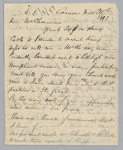 Carnegie writes from Cannes on Frick's Art exhibit and on increases to the younger partners