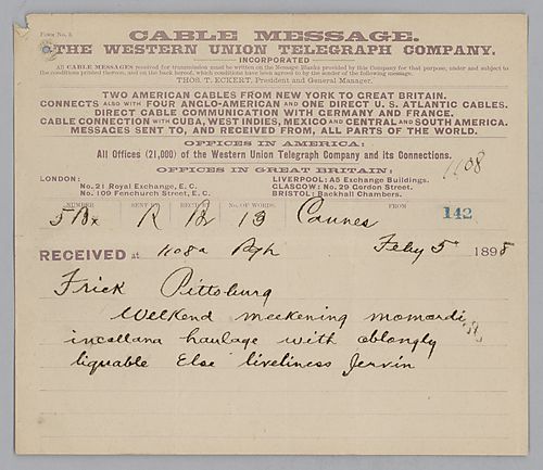 Carnegie writes from Cannes, [France] of his approval of Mellon's proposition, though he includes a necessary condition